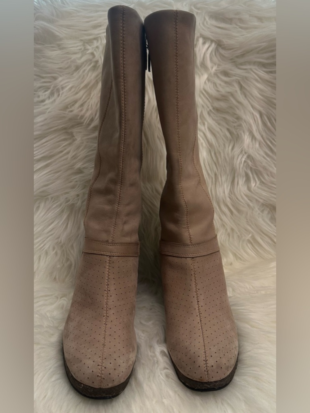 Timberland Taupe Over-the-Knee Perforated Boots